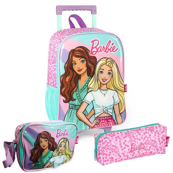 Imagem de Kit Escolar Mochila De Rodinhas Estojo e Lancheira Barbie Fashionista