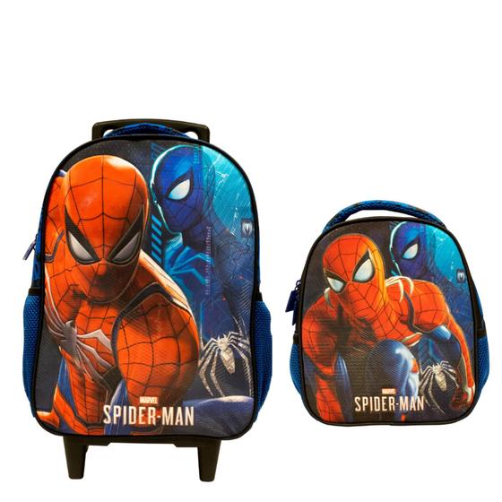 Imagem de Kit Escolar Mochila de Rodinhas M + Lancheira Spider Man Xeryus