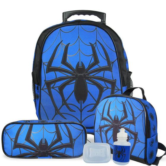 Imagem de Kit Escolar Mochila Infantil de Rodinhas Tam M Spider - Vou Leve