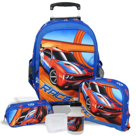 Kit Escolar Mochila Infantil G de Rodinhas Lancheira e Estojo Menor preço em Kit Escolar Mochila Infantil G de Rodinhas Lancheira e Estojo