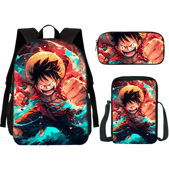 Imagem de Kit Escolar Mochila, Lancheira E Estojo Anime Personagem Volta as Aulas