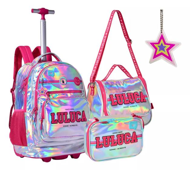 Imagem de Kit Escolar Mochila Luluca Bolsa Rodinhas Lancheira E Estojo