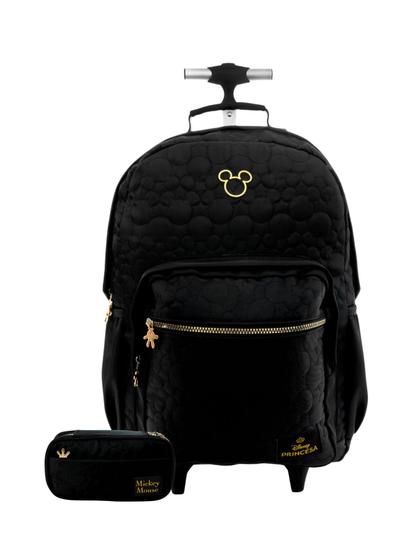 Imagem de Kit Escolar Mochila Rodas+Estojo Duplo Mickey Teen Preto