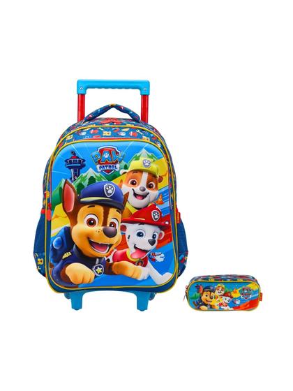 Imagem de Kit Escolar Mochila Rodinha+Estojo Duplo Patrulha Canina