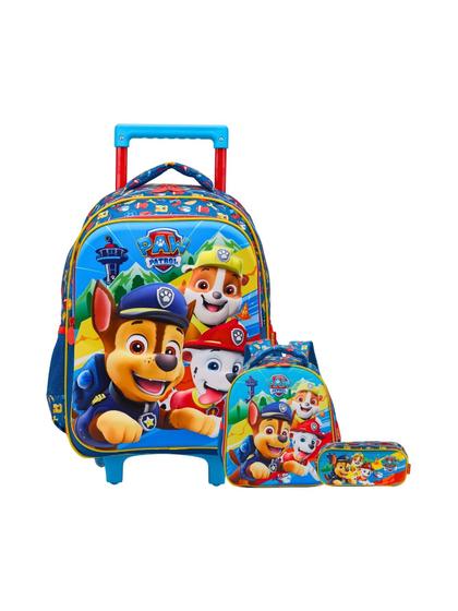 Imagem de Kit Escolar Mochila Rodinha+Lancheira+Estojo Patrulha Canina