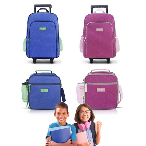 Imagem de Kit Escolar Mochila Rodinhas Juvenil Teen   Lacheira Térmica