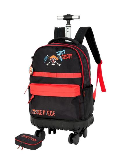 Imagem de Kit Escolar One Piece Mochila Rodas + Estojo Box