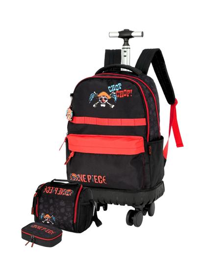 Imagem de Kit Escolar One Piece Mochila Rodas + Lancheira + Estojo