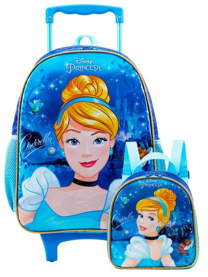 Imagem de Kit Escolar Princes Cinderela Mochila de Rodas M + Lancheira