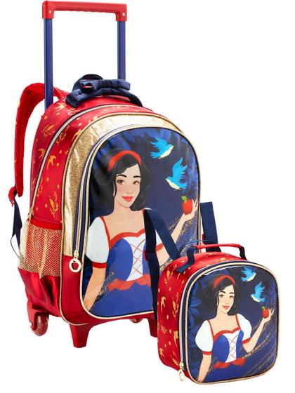 Imagem de Kit Escolar Princesa Mochila Rodas Costas + Lancheira VM