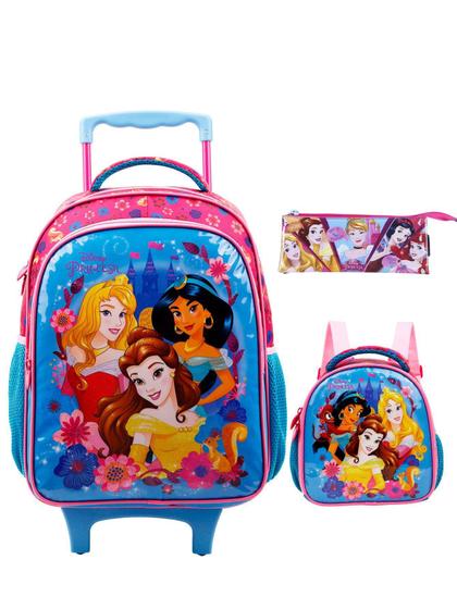 Imagem de Kit Escolar Princesas Disney Mochila De Rodas G + Lancheira