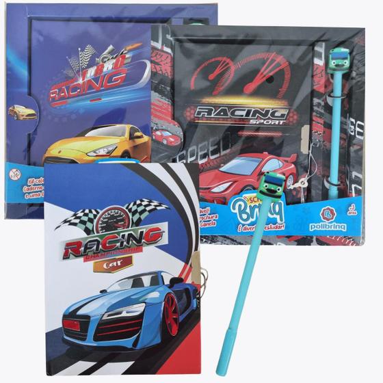 Imagem de Kit Escolar Racing Car Com Cadeado e Lápis Com Acessório