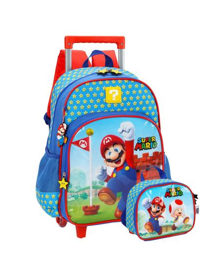 Imagem de Kit Escolar Super Mario Mochila Costas E Rodas + Lancheira A