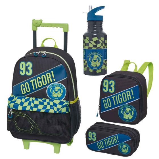 Imagem de Kit Escolar Tigor T. Tigre Coleção 2025 Original Pacific  Mochila Mala Com Rodinhas + Lancheira + Estojo + Garrafinha