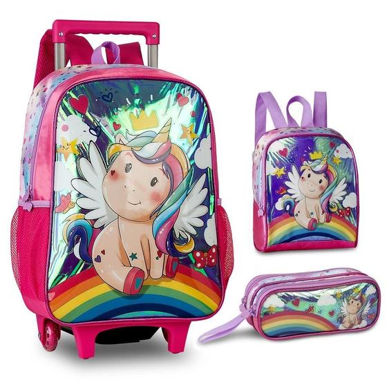 Imagem de Kit Escolar Unicornio Completo Mochila Lancheira E Estojo