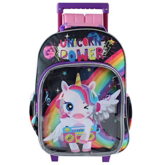 Imagem de Kit Escolar Unicórnios Power: Mochila, Lancheira e Estojo