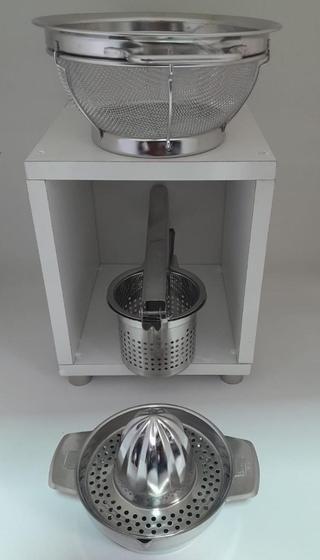 Imagem de Kit Escorredor, Amassador de Batata e Espremedor de Limão Inox