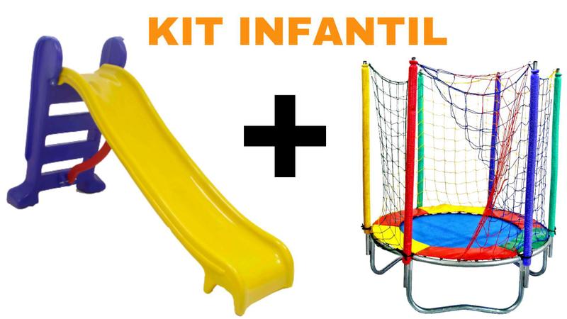 Imagem de Kit Escorregador médio com 3 degraus super resistente e divertido + 1 Cama elástica 1,40 infantil para crianaças (Promoç