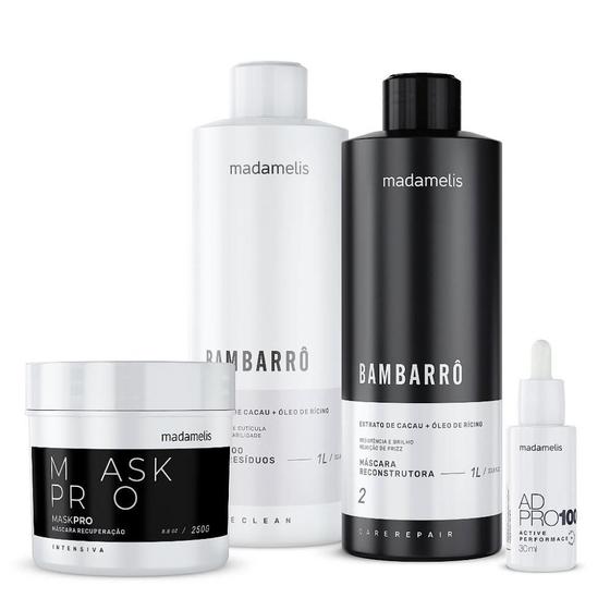 Imagem de Kit escova bambarro 1l + mask pro 250g + ad pro 100 30ml