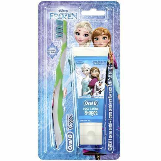 Imagem de Kit Escova + Creme Dental Oral-B Stages Frozen 75Ml