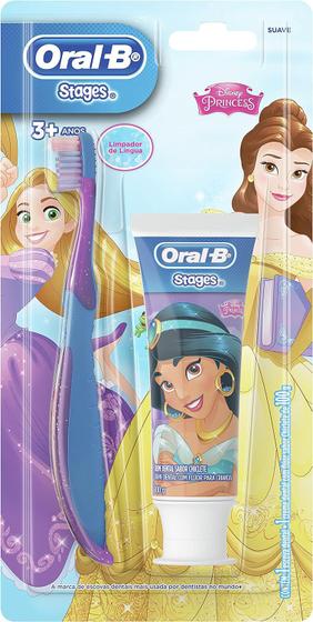 Imagem de Kit Escova + Creme Dental Oral-B Stages Princesas/Toy Story 100g