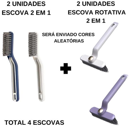 Imagem de Kit Escova De Limpeza Multiuso Cerdas Duras 2 em 1 Portátil C/ Pinça Cozinha Banheiro Multifuncional