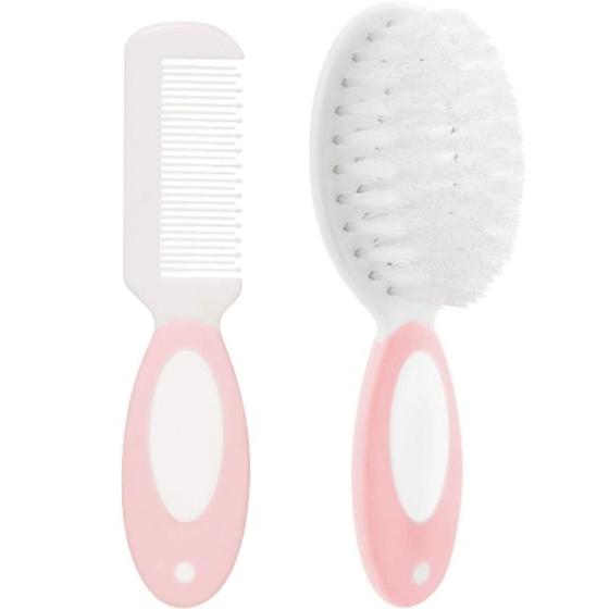 Imagem de Kit Escova e Pente Bebê Buba Escova com Cerdas Macias e Pente com Pontinhas Arredondadas Rosa