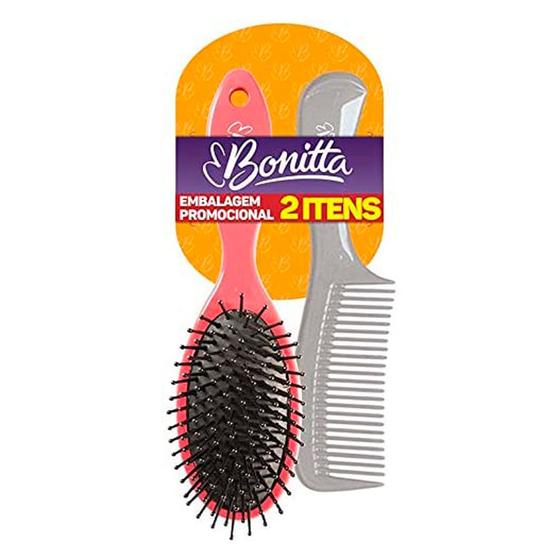 Imagem de Kit Escova e Pente Bonitta Médio Cores Sortidas 2 Unidades