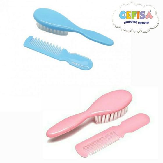 Kit Escova e Pente de Cabelo para Bebê Cerdas Macias - Cefisa - Escova ...