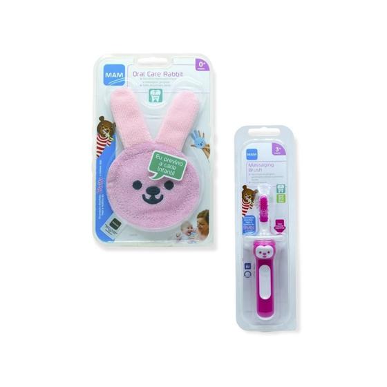 Imagem de Kit Escova Ergonomica Massageadora Mam Dentes E Dedo Macia