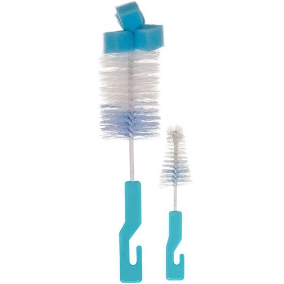 Imagem de Kit Escova para Limpar Mamadeira com Esponja e Escova para Limpeza de Bico Buba Azul