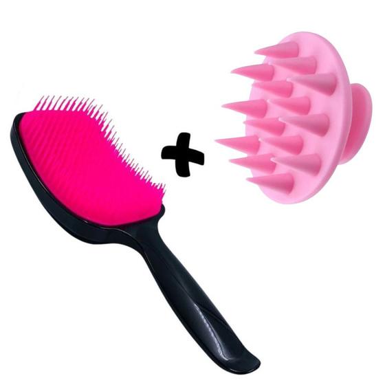 Imagem de Kit Escova Raquete + Escova Massageadora Silicone