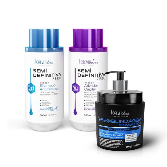 Imagem de Kit Escova Semi Definitiva Zero com Blindagem Forever Liss