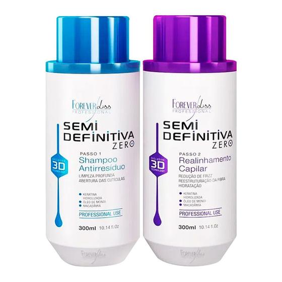 Kit Escova Semi Definitiva Zero Forever Liss 2x300ml