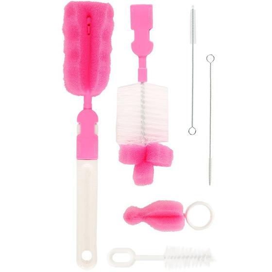 Imagem de Kit escovas para mamadeiras e canudo rosa Buba