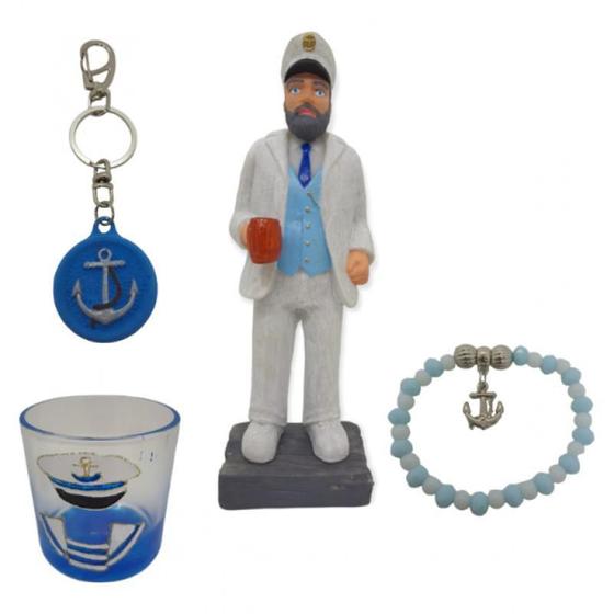 Imagem de Kit Escultura Capitão 20 Cm + Copo + Chaveiro+ Pulseira