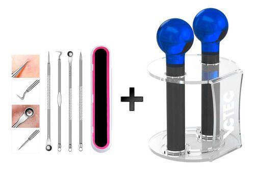 Imagem de Kit Esferas Para Cromoterapia Azul + Kit 4 Curetas Extratora