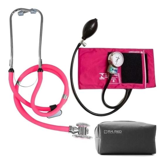 Imagem de Kit Esfigmomanometro Com Estetoscopio Rosa PAMED