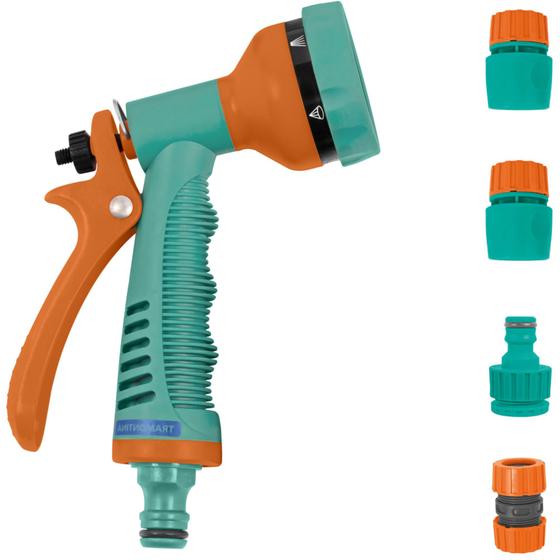 Kit Esguicho Bico para Mangueira 6 Tipos de Jato Regulável Engate ...