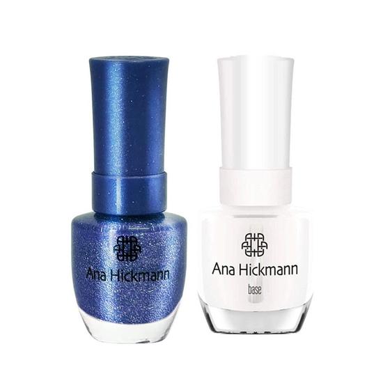 Imagem de Kit Esmalte com Glitter Arara Azul + Base Ana Hickmann 9ml