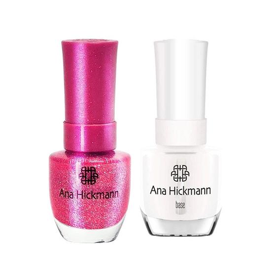 Imagem de Kit Esmalte com Glitter Flamingo Rosa + Base Ana Hickmann