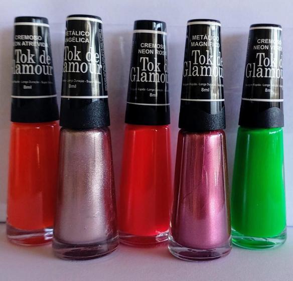 Imagem de Kit Esmalte Tok De Glamour 5 Cores + 2 Peliculas De