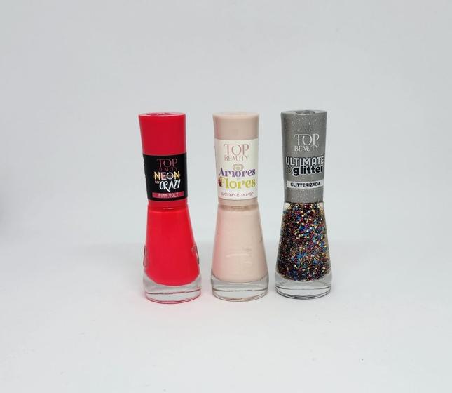 Imagem de Kit Esmalte Top Beauty Coleção Favorita 44 Rosa, Neon e Glitter -3 und