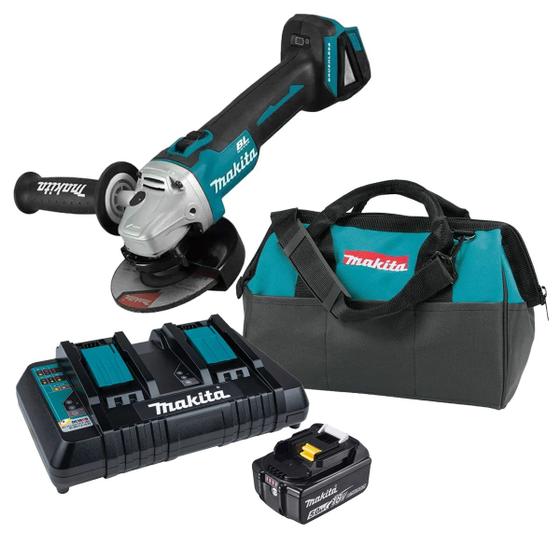 Imagem de Kit Esmerilhadeira 5" 18v Xpt Dga504 Bl +  Bateria + Carregador 110v + Bolsa - Makita