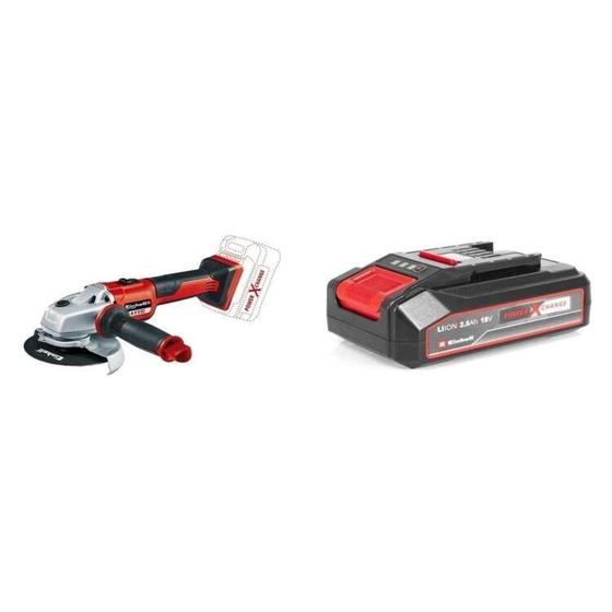 Imagem de Kit Esmerilhadeira Angular Axxio Brushless com Bateria Power-x-change 18v 2,5 Ah Li Einhell