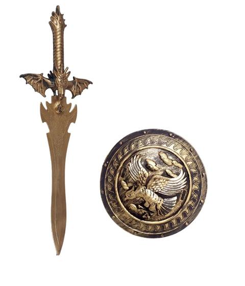 Imagem de Kit Espada e Escudo Brinquedo Infantil Cavaleiro Medieval Acessório para Fantasia