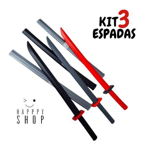 Imagem de Kit  Espada Espadas de Brinquedo Ninja Katanas De Brinquedo Infantil Grande 64 Cm  FAZ DE CONTA