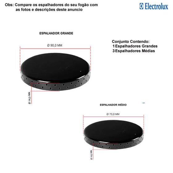 Imagem de Kit espalhadores esmaltados electrolux fogões 4 bocas 52 smb