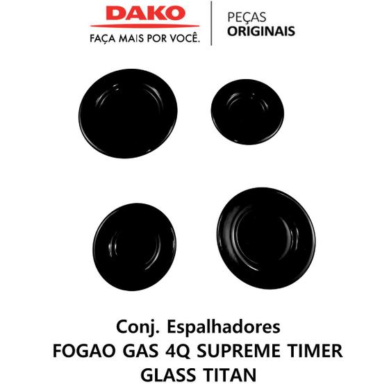 Imagem de Kit Espalhadores Tampinhas Bocas Fogão Dako Supreme 4 Bocas