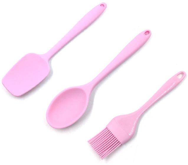 Imagem de Kit Espátula Colher Pincel em Silicone Maciço P/ Cozinha 3pcs